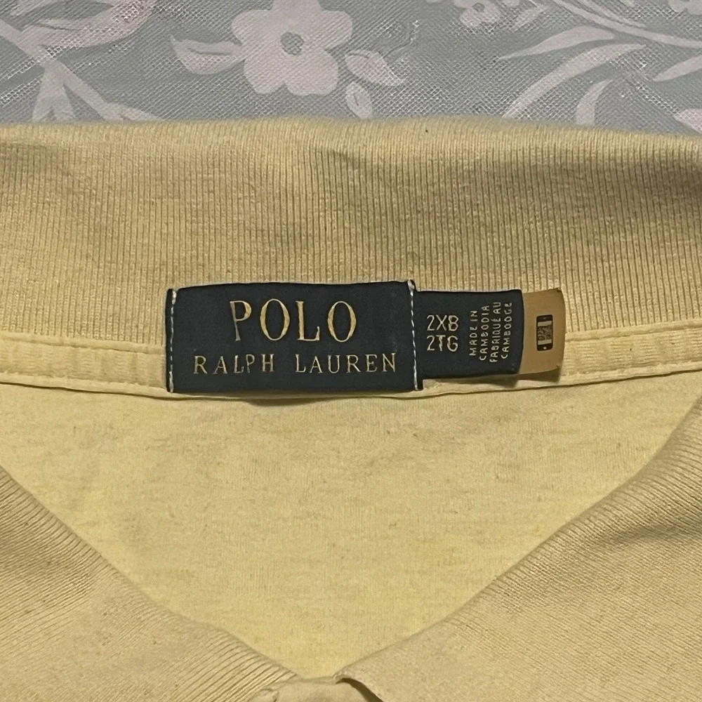 Polo Ralph Lauren‎ Polo Shirt Mens 2XB Solid Yellow Preppy Casual Golf